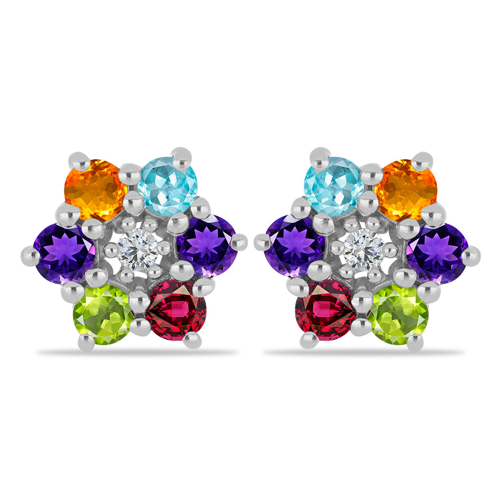 Ezüst Fülbevaló Marokkói Ametiszttel és Changbai Peridottal