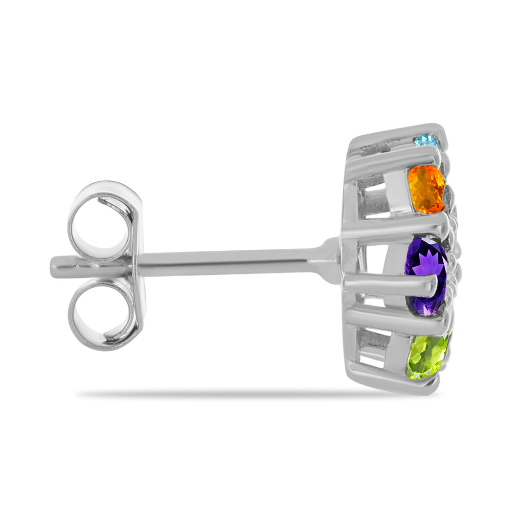 Ezüst Fülbevaló Marokkói Ametiszttel és Changbai Peridottal