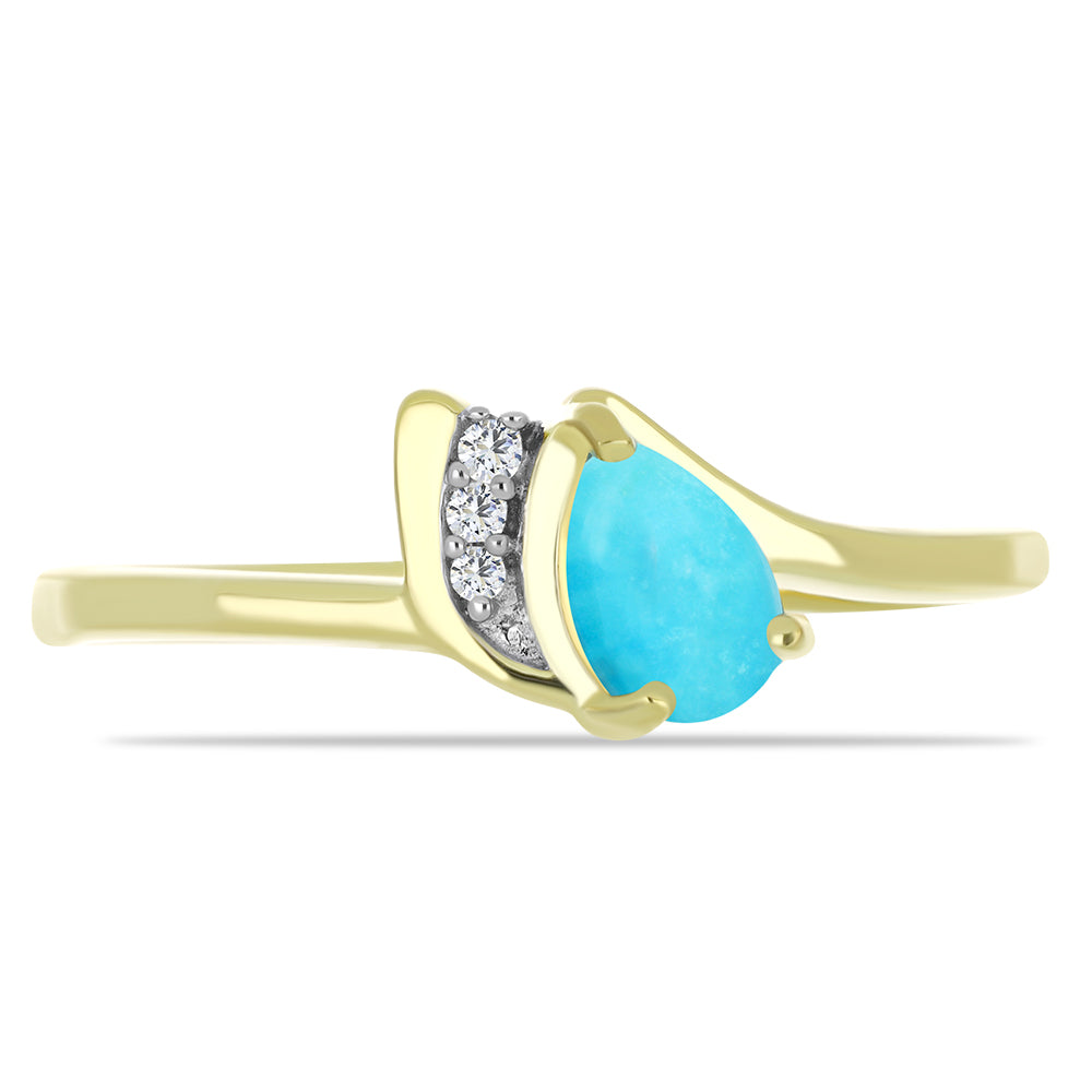 Arannyal Bevont Ezüst Gyűrű Csipkerózsika Türkizzel és Fehér Topázzal 1 