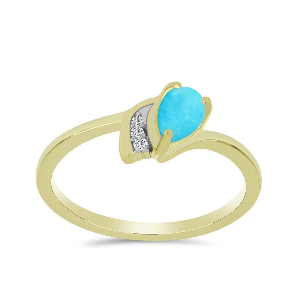 Arannyal Bevont Ezüst Gyűrű Csipkerózsika Türkizzel és Fehér Topázzal