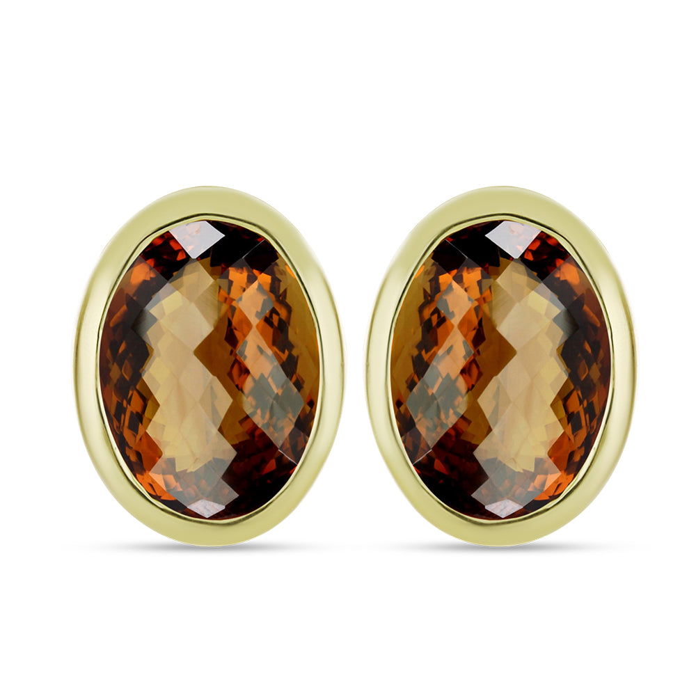 Arannyal Bevont Ezüst Fülbevaló Kognak Kvarccal