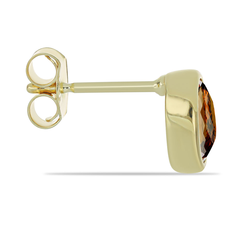 Arannyal Bevont Ezüst Fülbevaló Kognak Kvarccal 2 