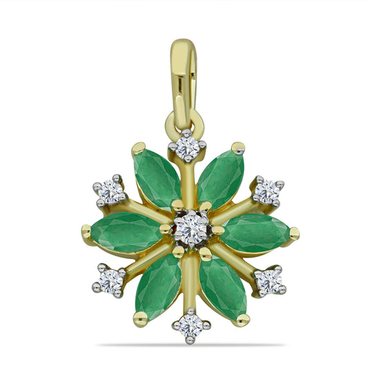 Arannyal Bevont Ezüst Medál Brazil Smaragddal és Fehér Topázzal