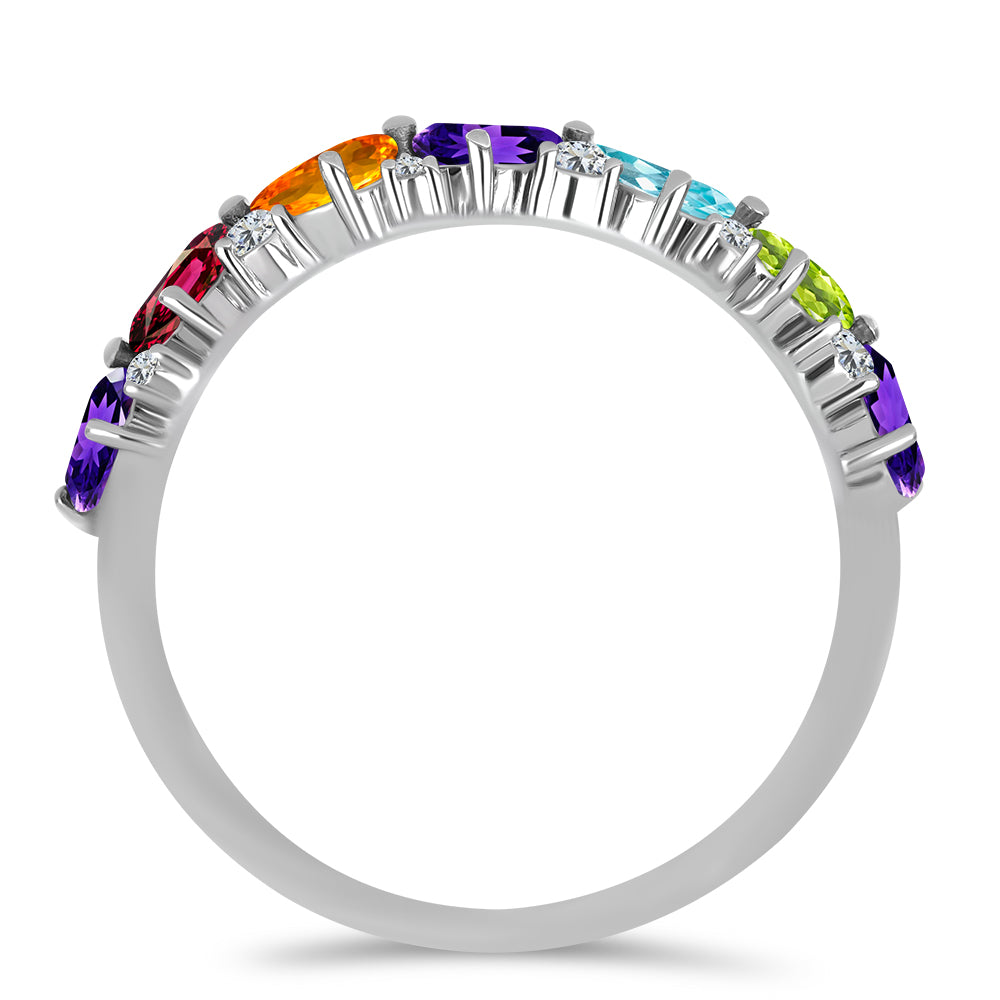 Ezüst Gyűrű Marokkói Ametiszttel és Changbai Peridottal 3 