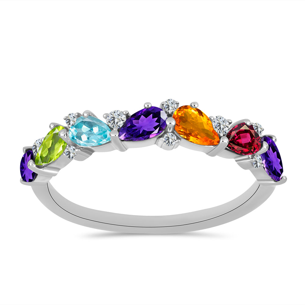 Ezüst Gyűrű Marokkói Ametiszttel és Changbai Peridottal