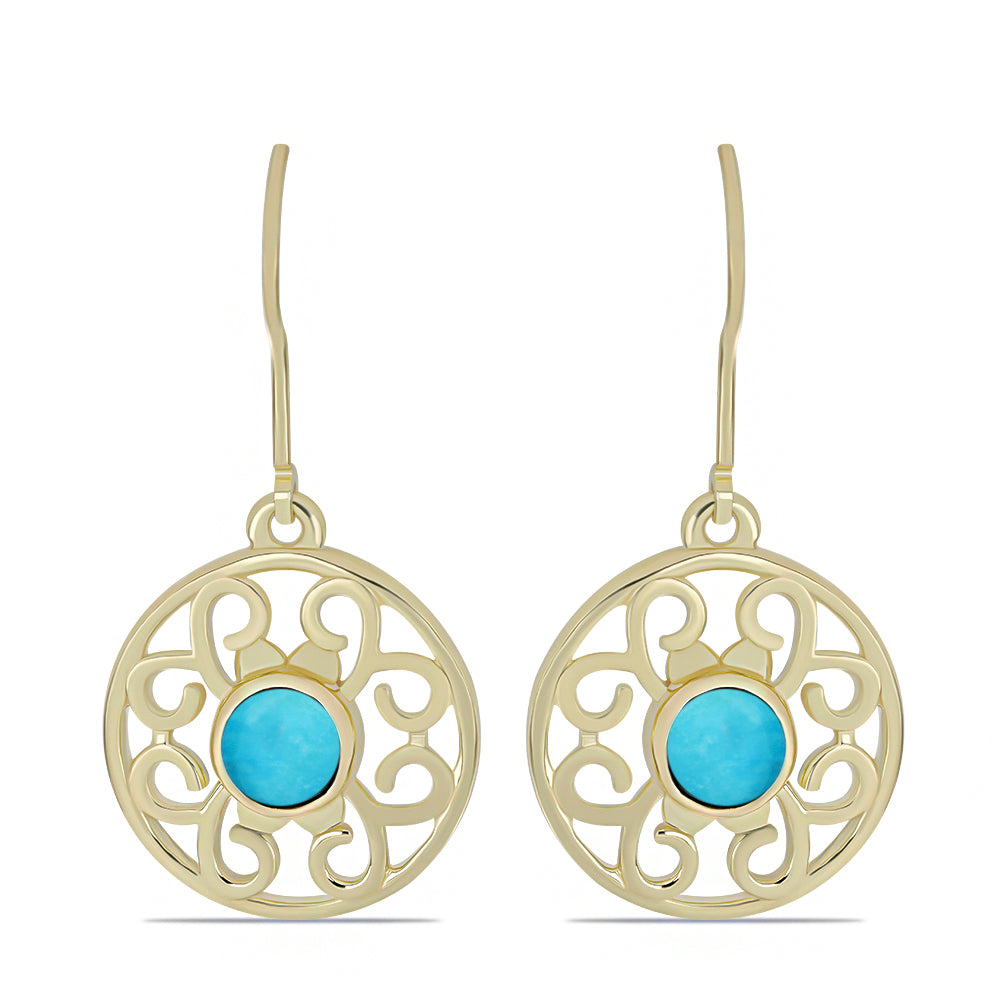 Arannyal Bevont Ezüst Fülbevaló Csipkerózsika Türkizzel 1 