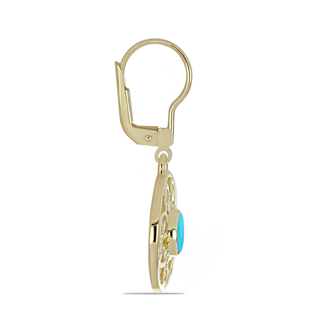 Arannyal Bevont Ezüst Fülbevaló Csipkerózsika Türkizzel 2 