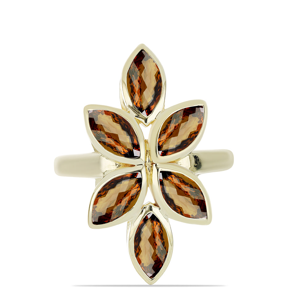 Arannyal Bevont Ezüst Gyűrű Kognak Kvarccal 1 