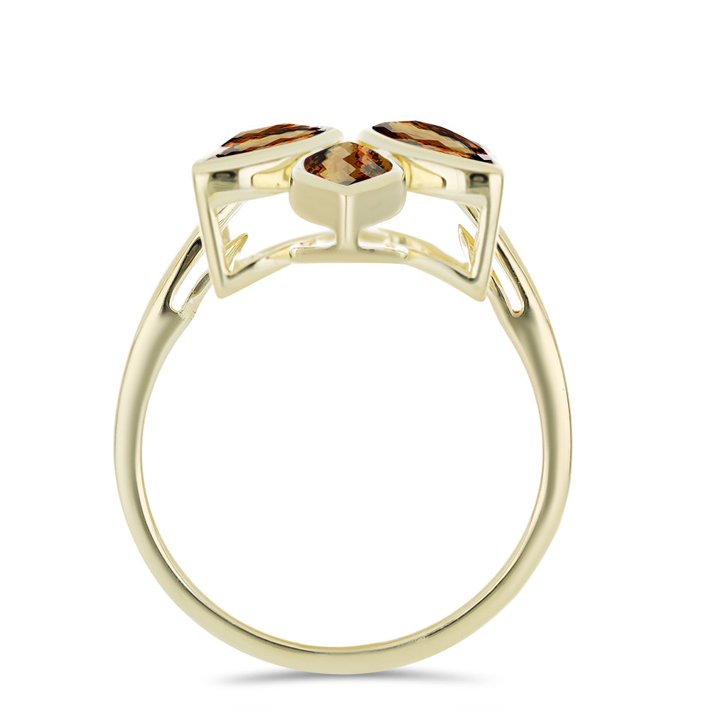 Arannyal Bevont Ezüst Gyűrű Kognak Kvarccal 2 