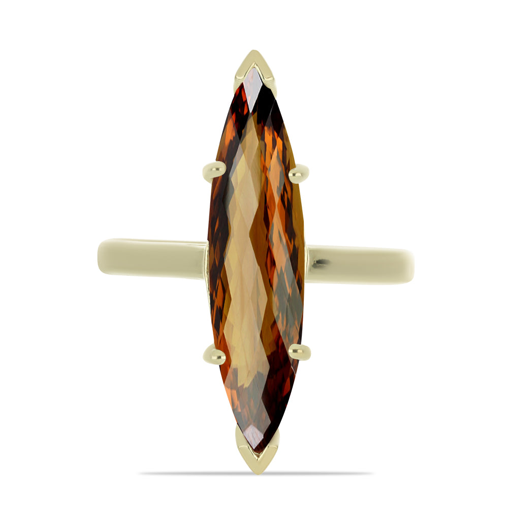 Arannyal Bevont Ezüst Gyűrű Kognak Kvarccal 1 