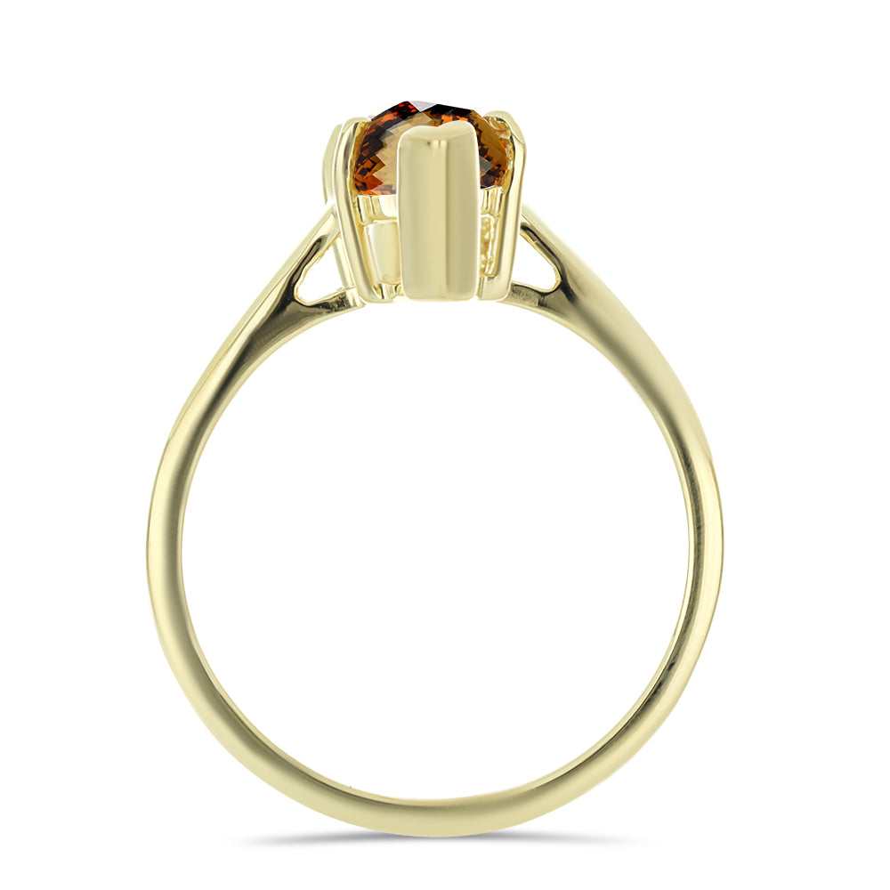 Arannyal Bevont Ezüst Gyűrű Kognak Kvarccal