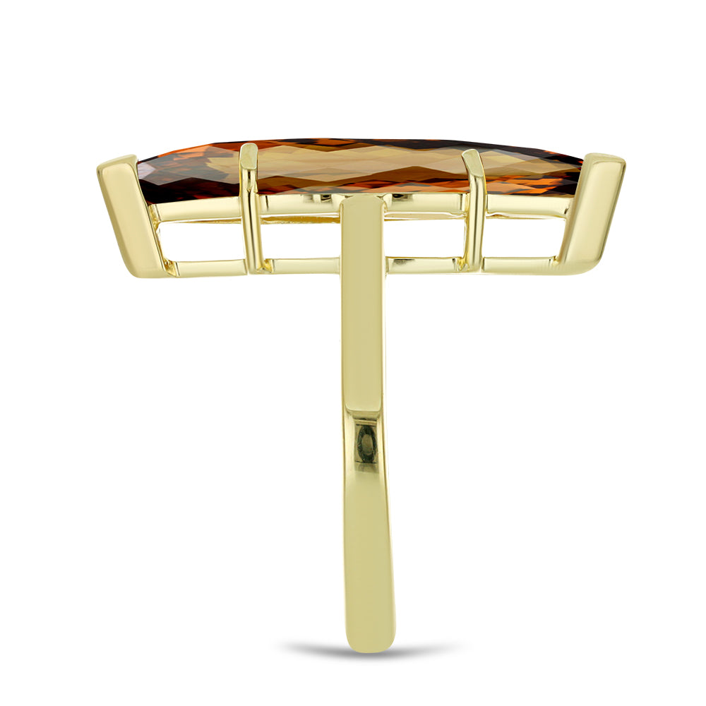 Arannyal Bevont Ezüst Gyűrű Kognak Kvarccal 4 