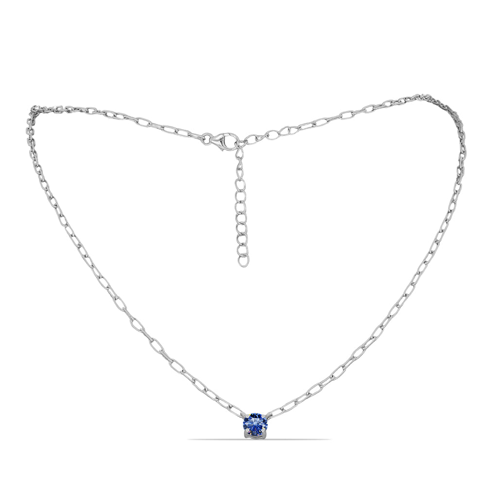 Ezüst Nyaklánc Minősített laboratóriumban előállított Királykék Moissanite-tel 1 