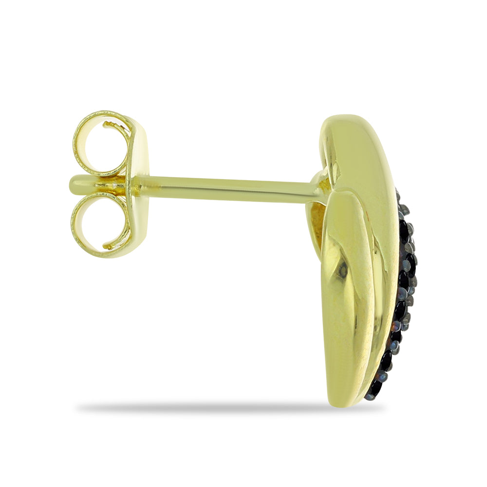 Arannyal Bevont Ezüst Fülbevaló Fekete Spinellel 2 