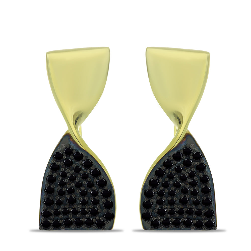 Arannyal Bevont Ezüst Fülbevaló Fekete Spinellel 1 