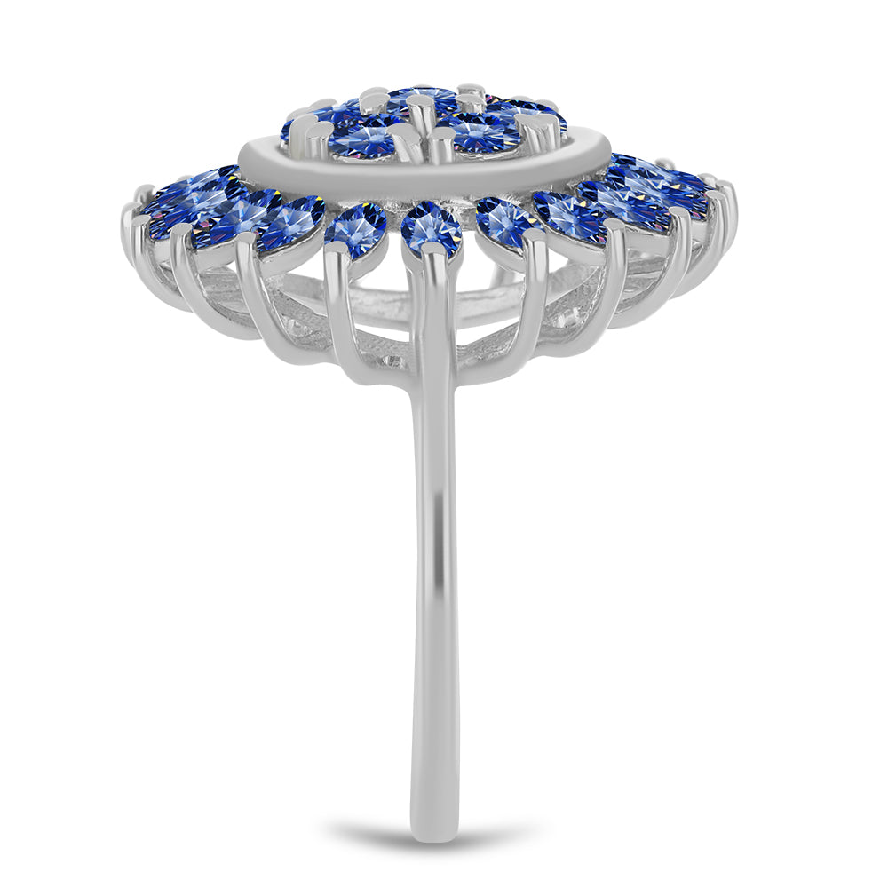 Ezüst Gyűrű Minősített laboratóriumban előállított Királykék Moissanite-tel 4 