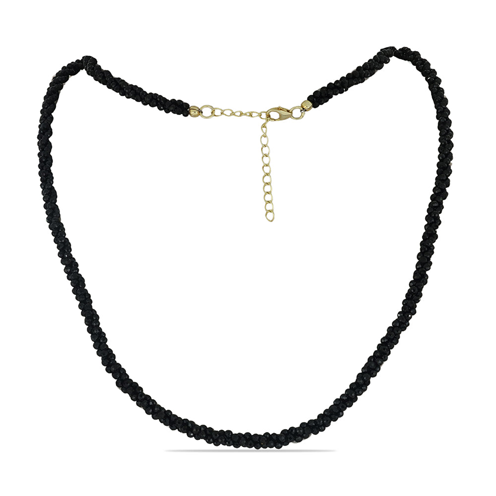 Arannyal Bevont Ezüst Nyaklánc Fekete Spinellel 1 