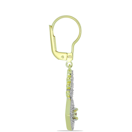 Arannyal Bevont Ezüst Fülbevaló Vörös Gyémánttal és Fehér Gyémánttal