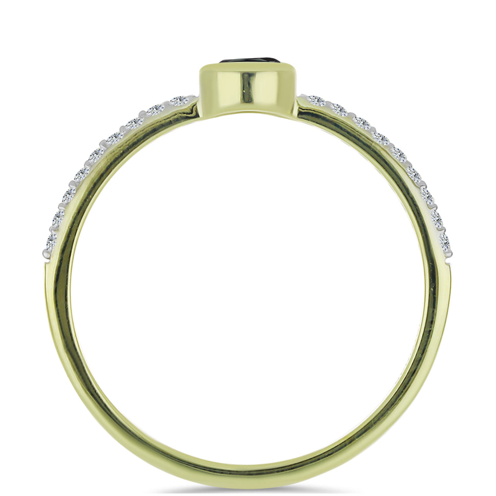 Arannyal Bevont Ezüst Gyűrű Obszidiánnal és Fehér Topázzal 2 