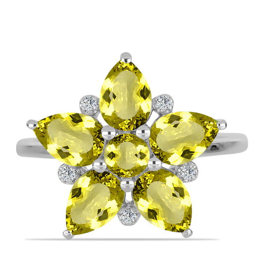 Ezüst Gyűrű Citrom Topázzal és Fehér Topázzal