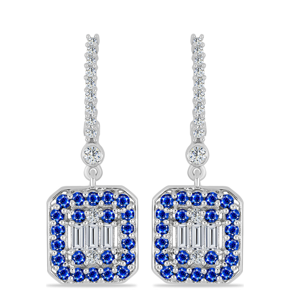 Ezüst Fülbevaló Ausztrál Kék Zafírral és Fehér Topázzal