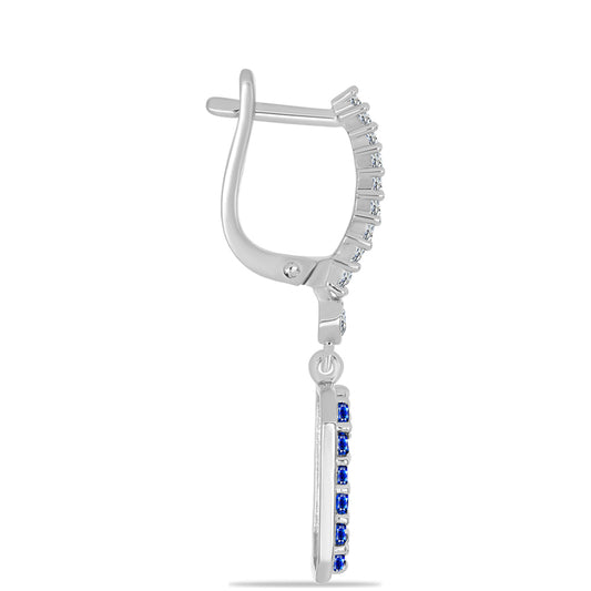 Ezüst Fülbevaló Ausztrál Kék Zafírral és Fehér Topázzal