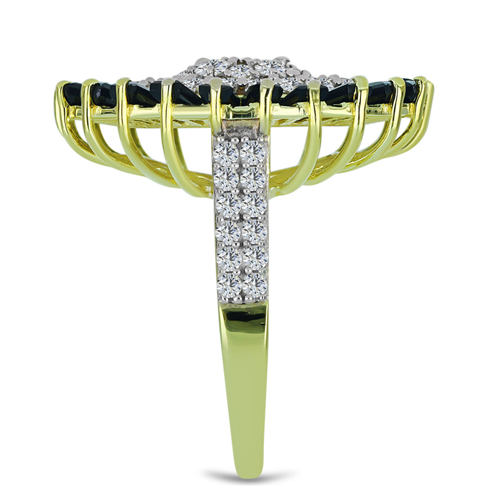 Arannyal Bevont Ezüst Gyűrű Obszidiánnal és Fehér Topázzal 4 