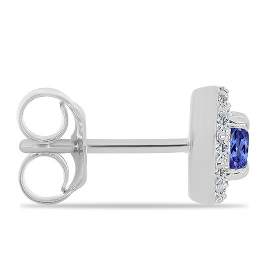 Ezüst Fülbevaló Tanzanittal és Fehér Topázzal