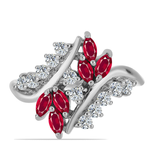 Ezüst Gyűrű Madagaszkári Rubinnal és Fehér Topázzal