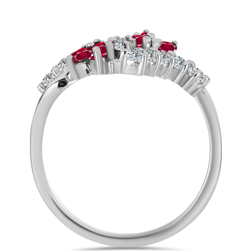Ezüst Gyűrű Madagaszkári Rubinnal és Fehér Topázzal