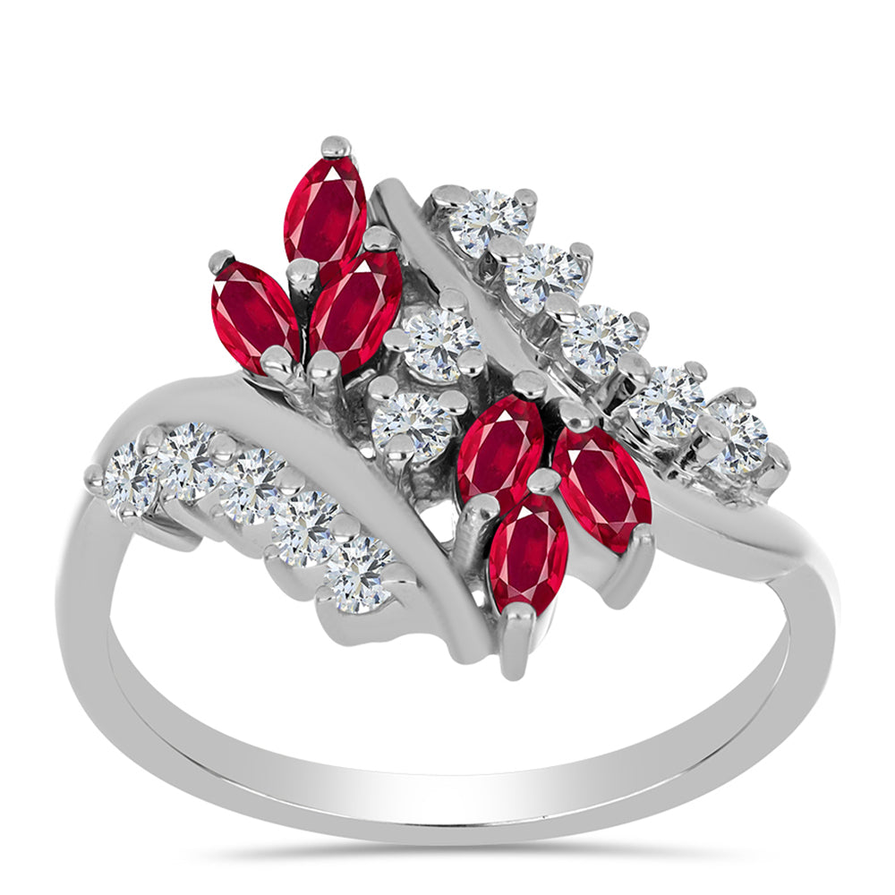 Ezüst Gyűrű Madagaszkári Rubinnal és Fehér Topázzal 3 