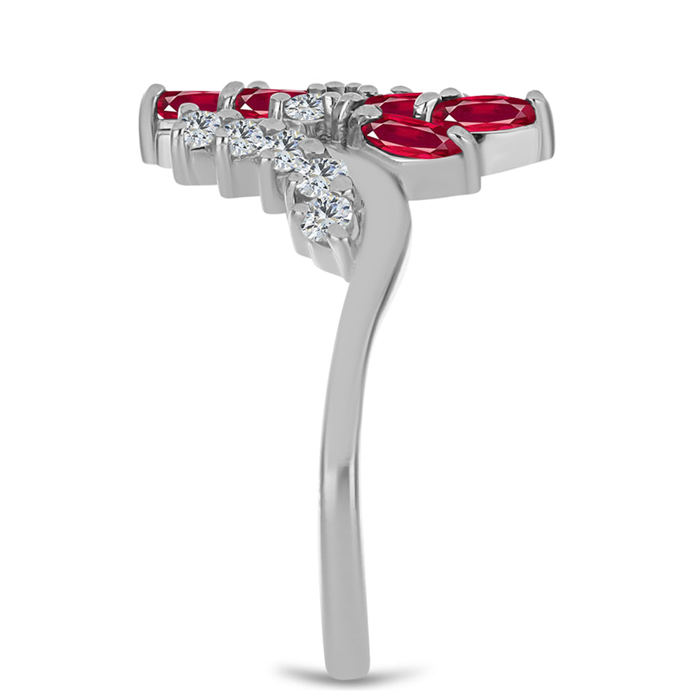 Ezüst Gyűrű Madagaszkári Rubinnal és Fehér Topázzal 4 