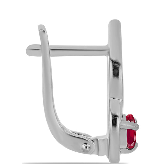 Ezüst Fülbevaló Madagaszkári Rubinnal