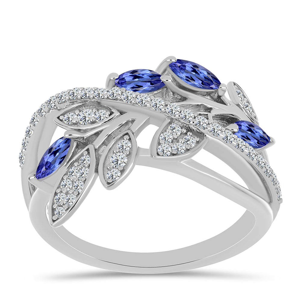 Ezüst Gyűrű Tanzanittal és Fehér Topázzal 3 