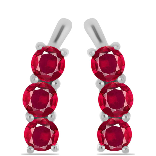 Ezüst Fülbevaló Madagaszkári Rubinnal
