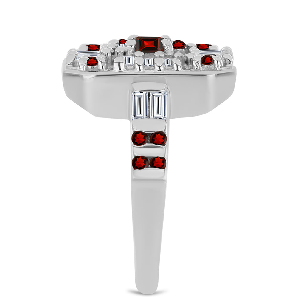 Ezüst Gyűrű Barton Gránáttal és Fehér Cirkónnal 4 