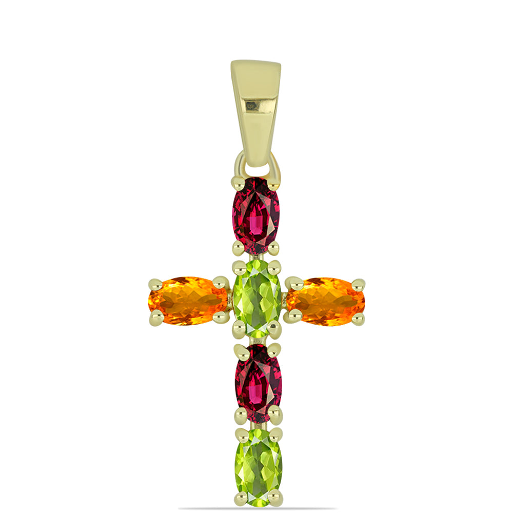 Kereszt Arannyal Bevont Ezüst Medál Csakra Tourmalinnal 1 