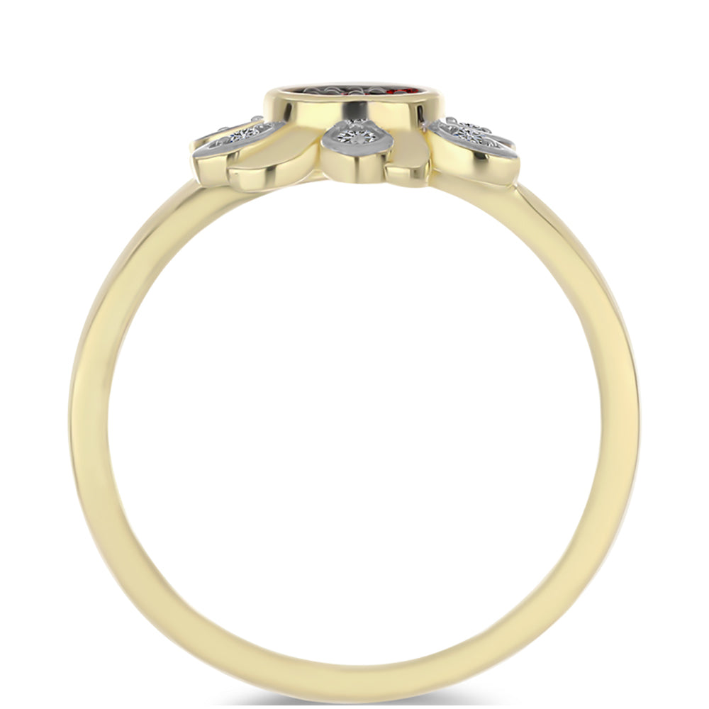 Arannyal Bevont Ezüst Gyűrű Vörös Gyémánttal és Fehér Gyémánttal 2 