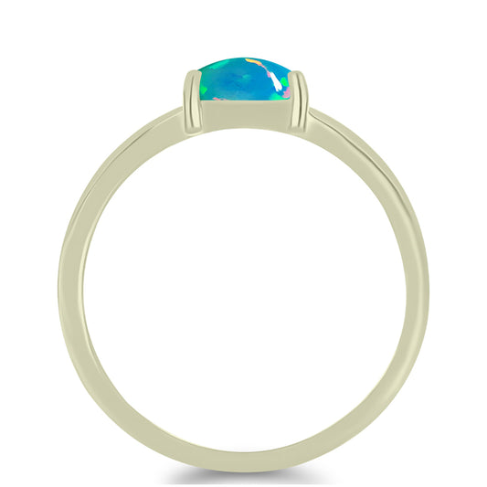 Arannyal Bevont Ezüst Gyűrű Etiópiai Paraiba Kék Opállal