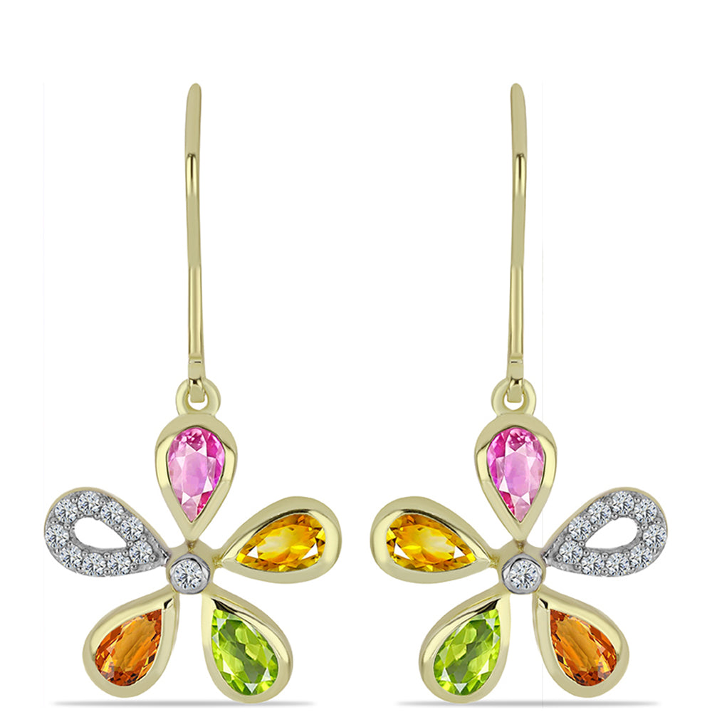 Arannyal Bevont Ezüst Fülbevaló Rosebery Szivárvány Zafírral és Fehér Topázzal 1 