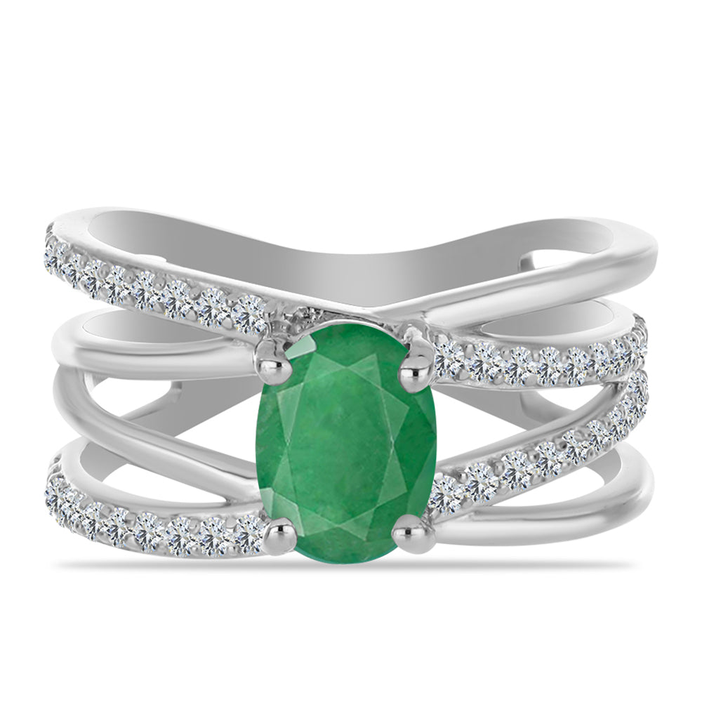 Ezüst Gyűrű Brazil Smaragddal és Fehér Topázzal 1 