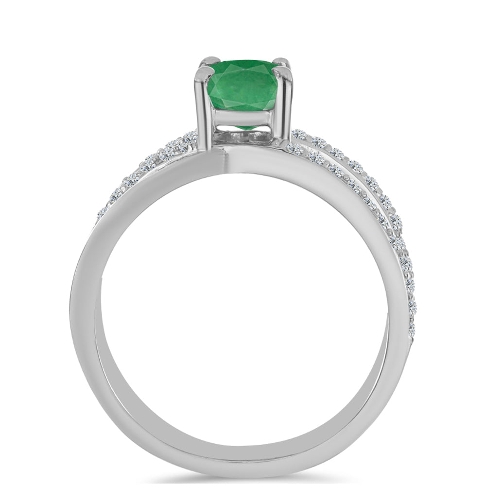 Ezüst Gyűrű Brazil Smaragddal és Fehér Topázzal