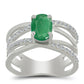 Ezüst Gyűrű Brazil Smaragddal és Fehér Topázzal