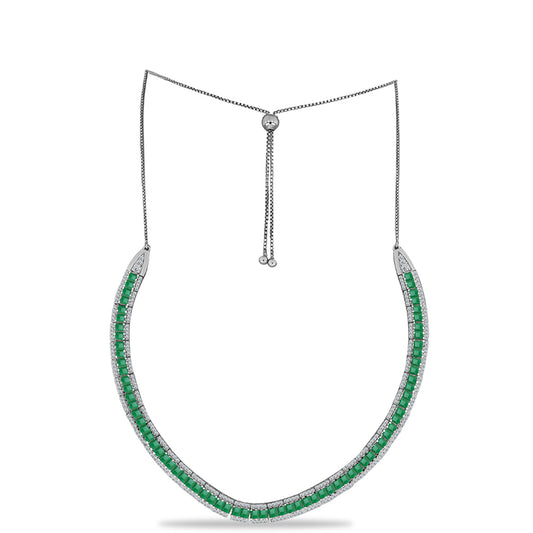 Ezüst Nyaklánc Brazil Smaragddal és Fehér Topázzal