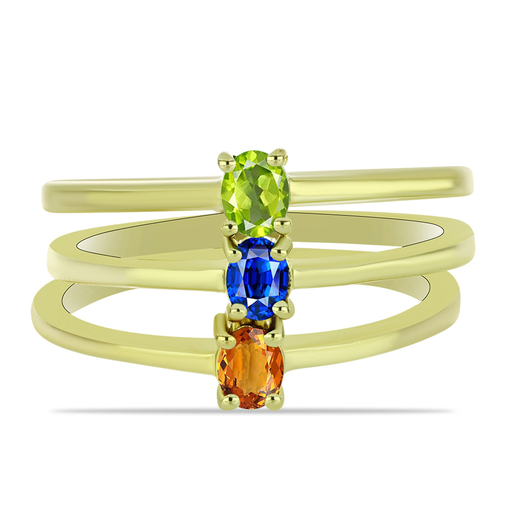 Arannyal Bevont Ezüst Szett Ausztrál Kék Zafírral és Padparadschai Zafírral ( Gyűrű ) 1 