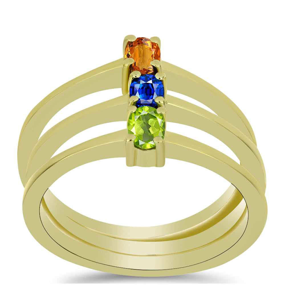 Arannyal Bevont Ezüst Szett Ausztrál Kék Zafírral és Padparadschai Zafírral ( Gyűrű ) 3 