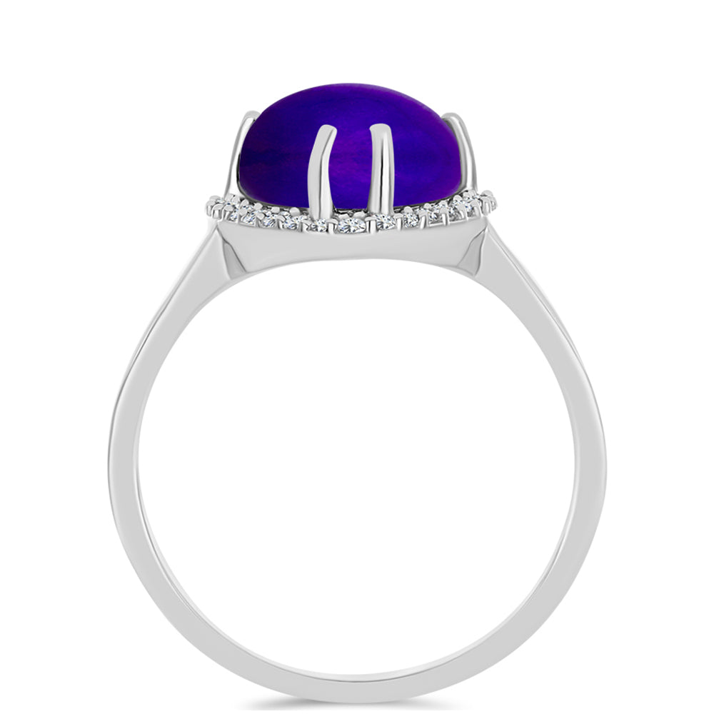 Ezüst Gyűrű Bíbor Jádéval és Fehér Topázzal 2 