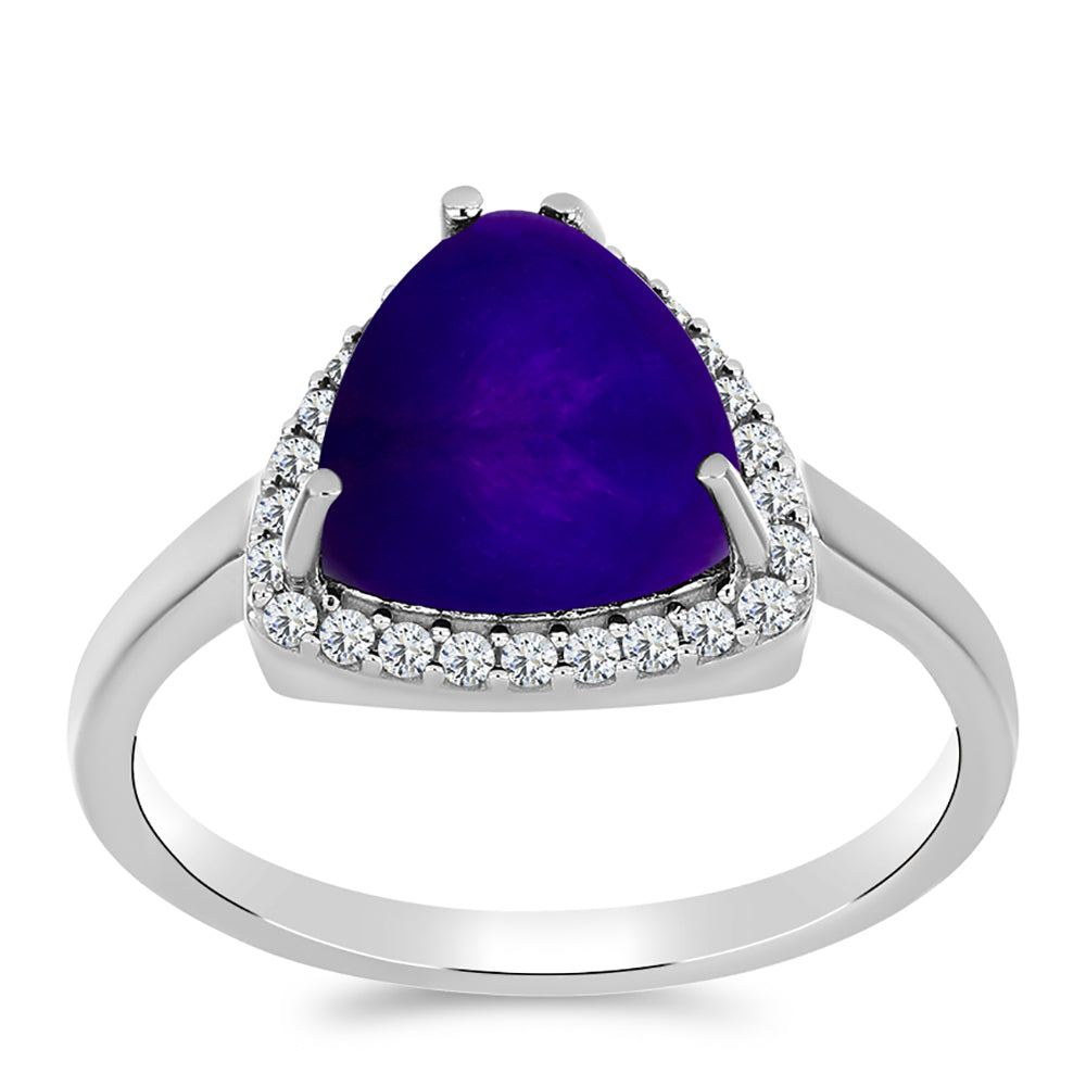 Ezüst Gyűrű Bíbor Jádéval és Fehér Topázzal