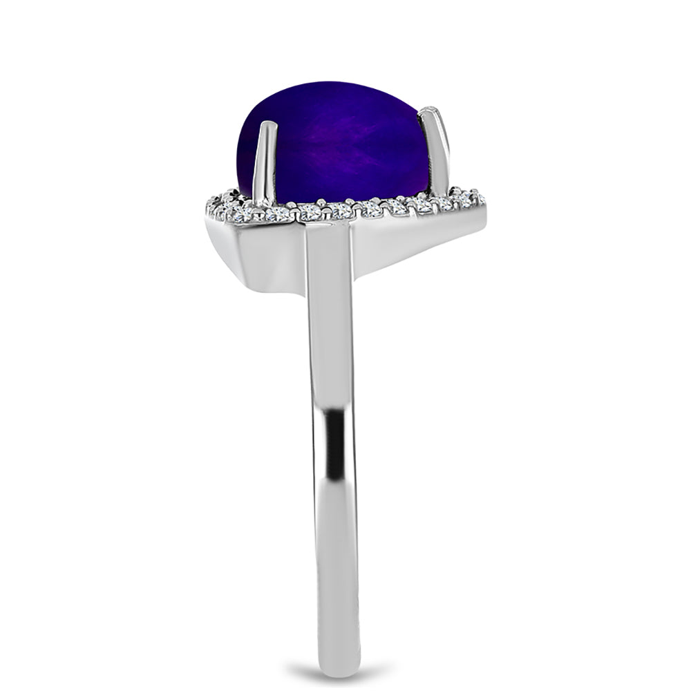 Ezüst Gyűrű Bíbor Jádéval és Fehér Topázzal 4 