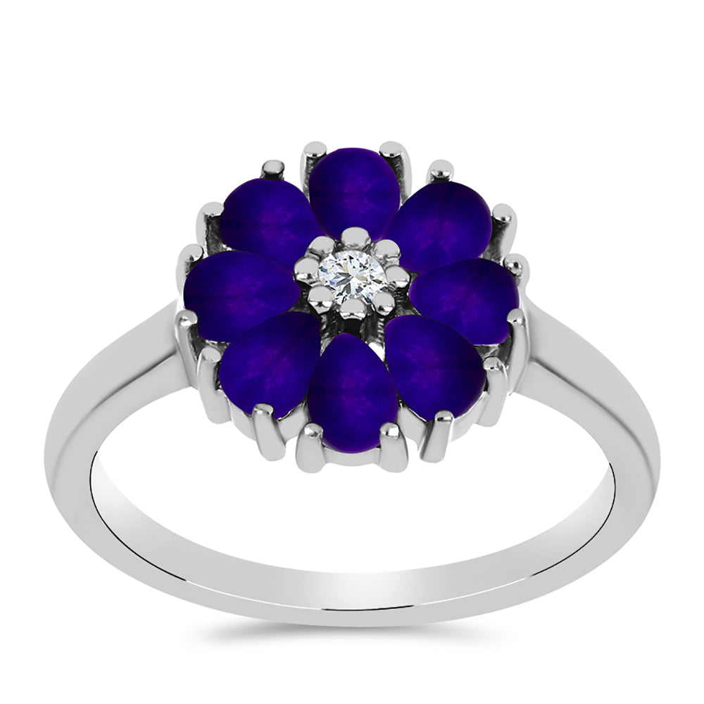 Ezüst Gyűrű Bíbor Jádéval és Fehér Topázzal 3 